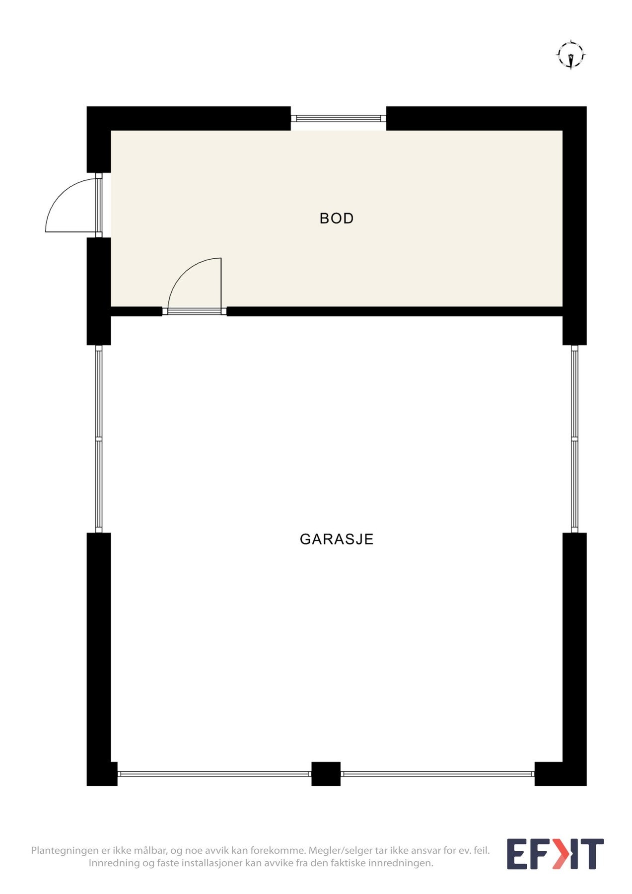 Plantegning av 1. etasje i garasjen. Galleribilde