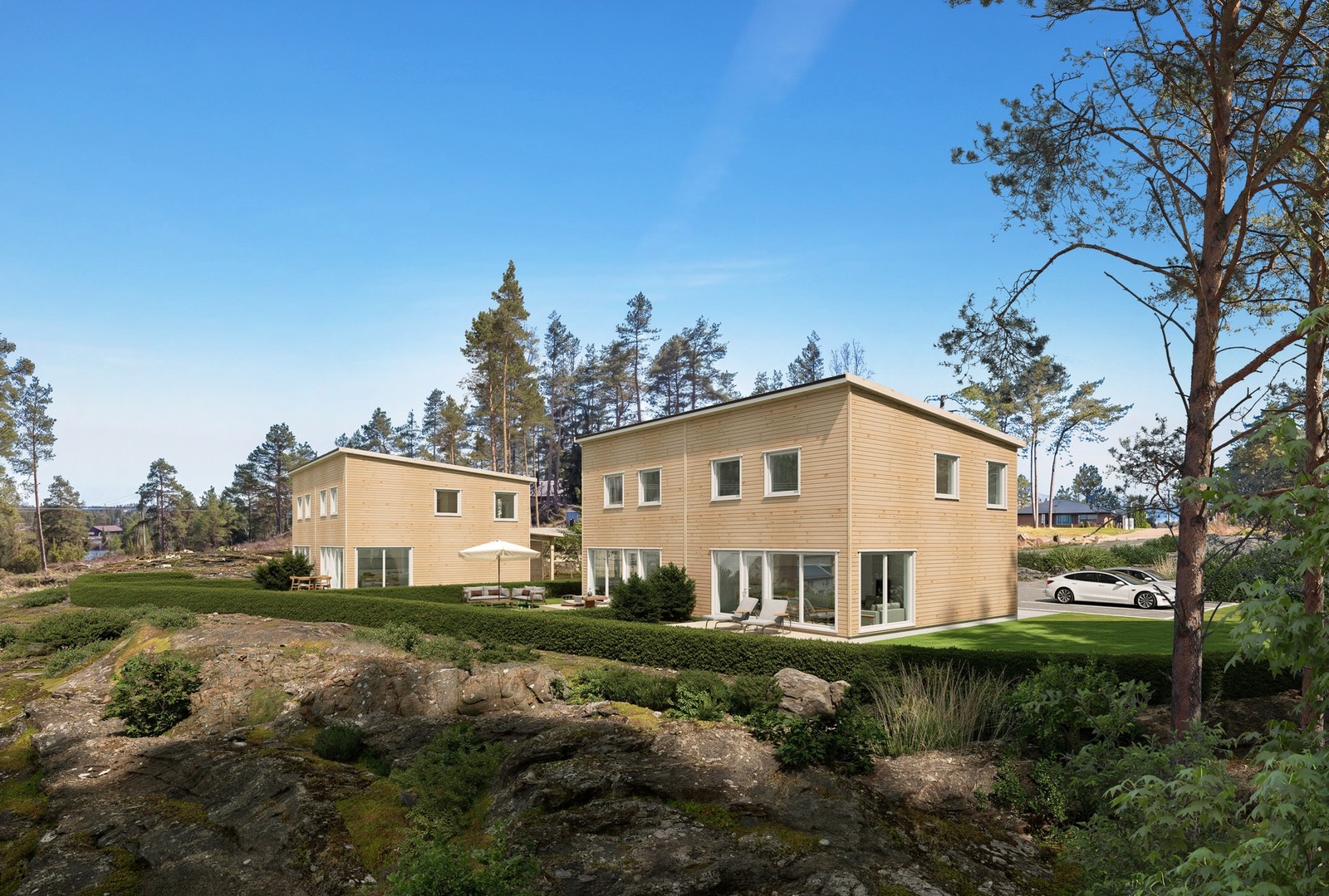 Boligene oppføres etter TEK17 og leveres med et godt isolert klimaskall, balansert ventilasjon med varmegjenvinning og energieffektive vinduer. (Illustrasjon - avvik kan forekomme). Galleribilde