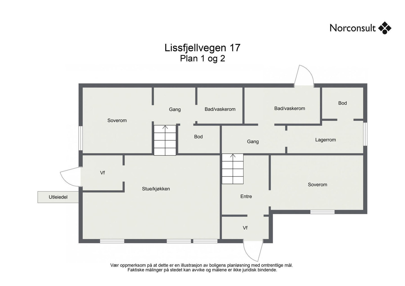 Planskisse for plan 1 og 2 Galleribilde