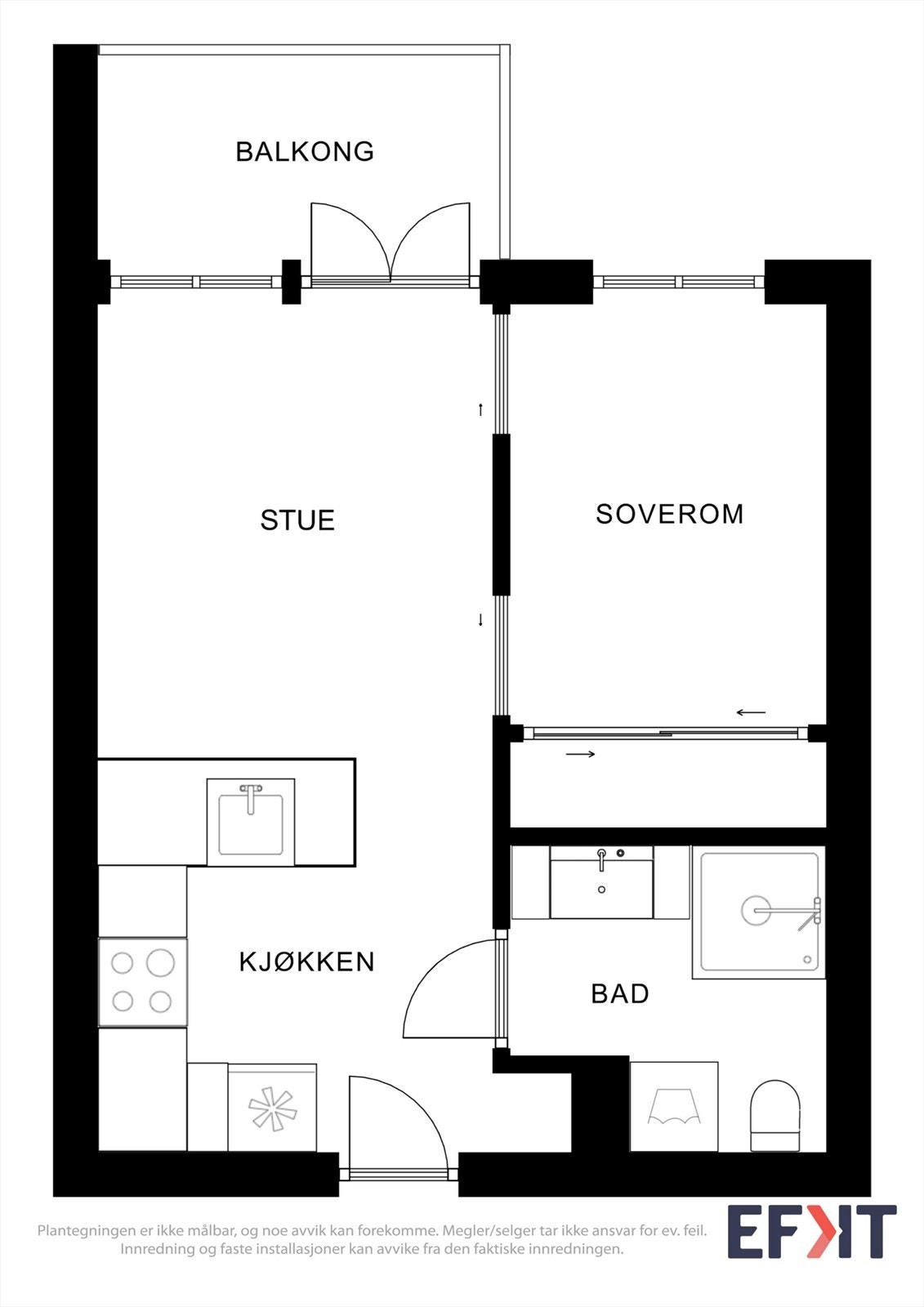 Leiligheten i 3. etasje har en gjennomtenkt planløsning som utnytter arealet godt, med stue/kjøkken, soverom og bad. Galleribilde