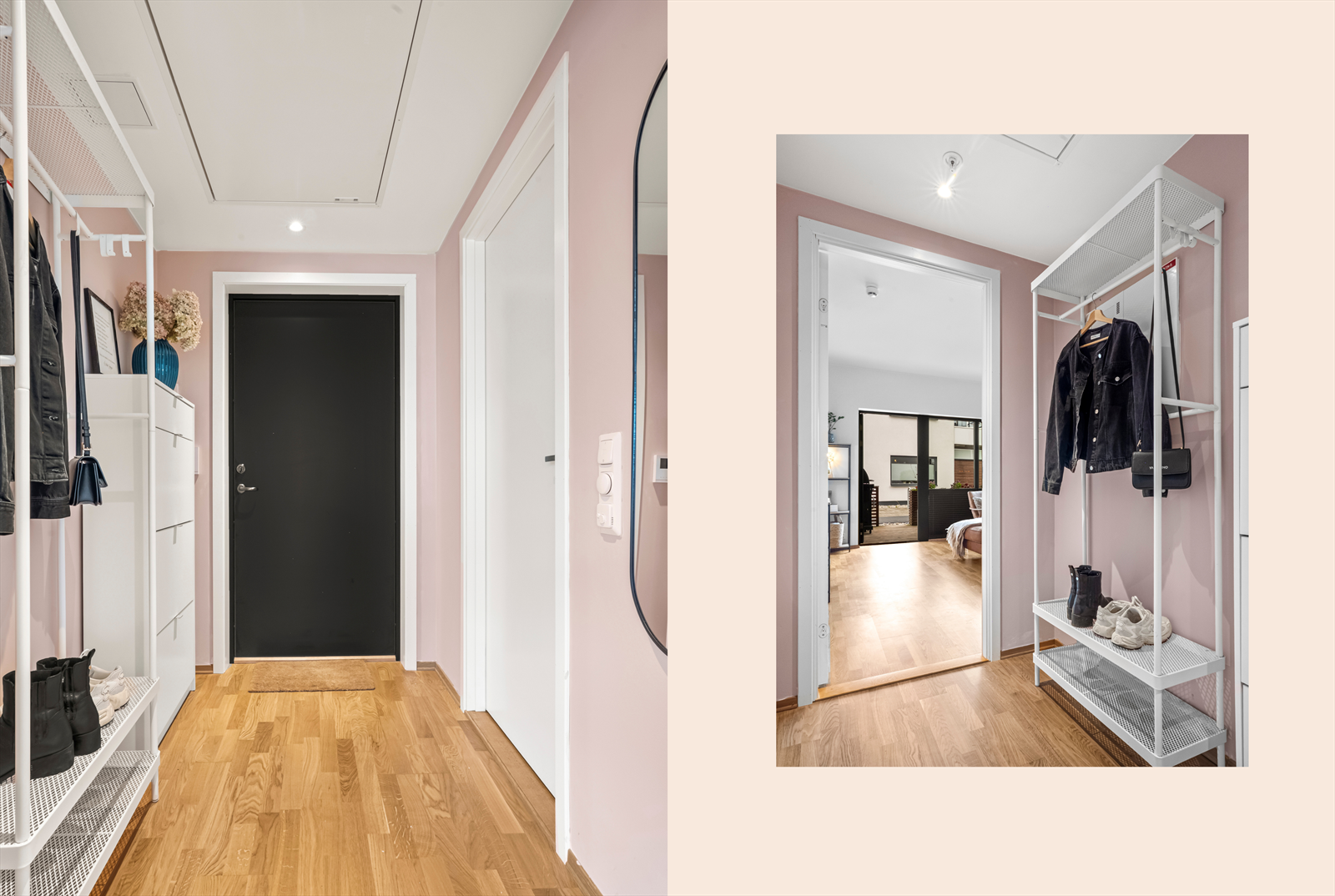 Velkommen inn - Romslig entre med god plass til å henge fra seg yttertøy. Galleribilde