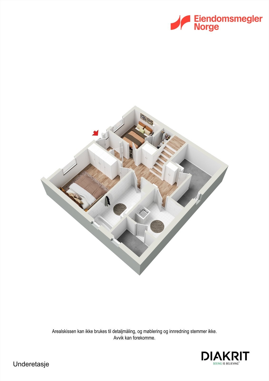 Plantegning 3D - underetasje. Galleribilde
