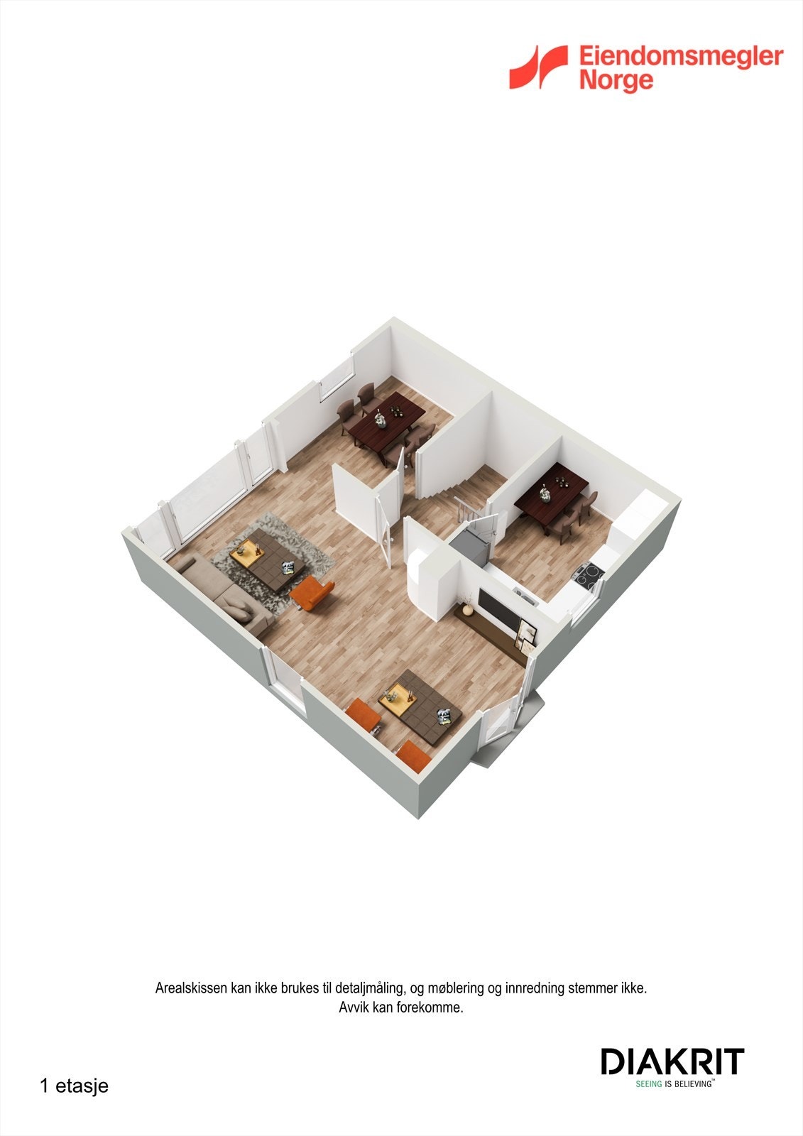 Plantegning 3D 1. etasje. Galleribilde