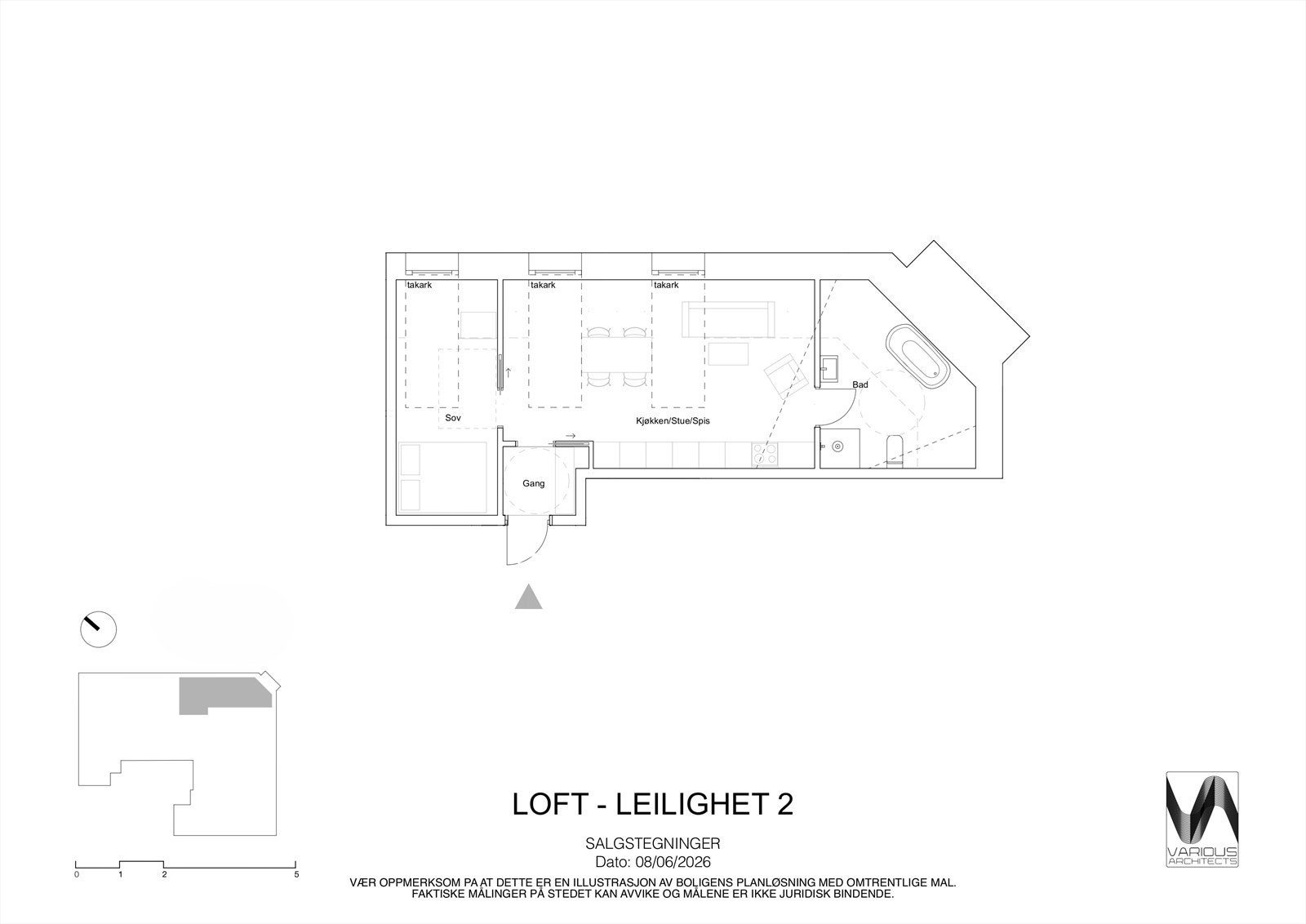 Planskisse leilighet 2 (andel 11) i Bolteløkka allé 10 A - heis opp fra bakkeplan i bakgård Galleribilde