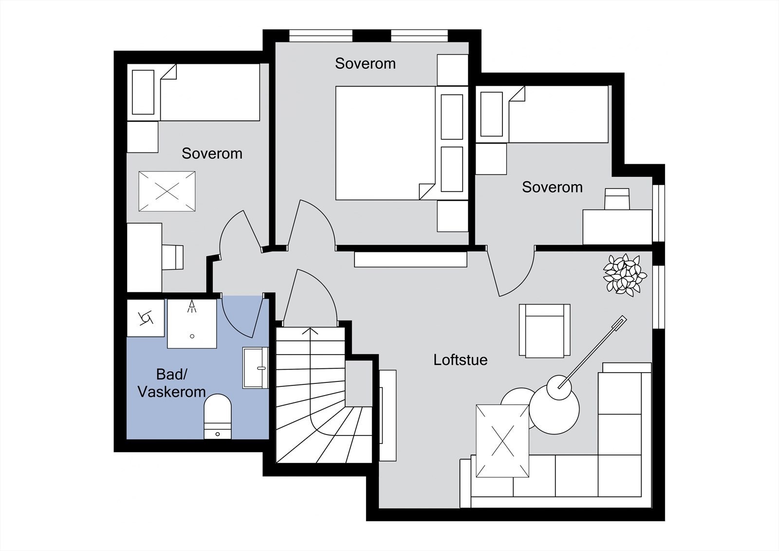 Plantegning - Loft. Galleribilde