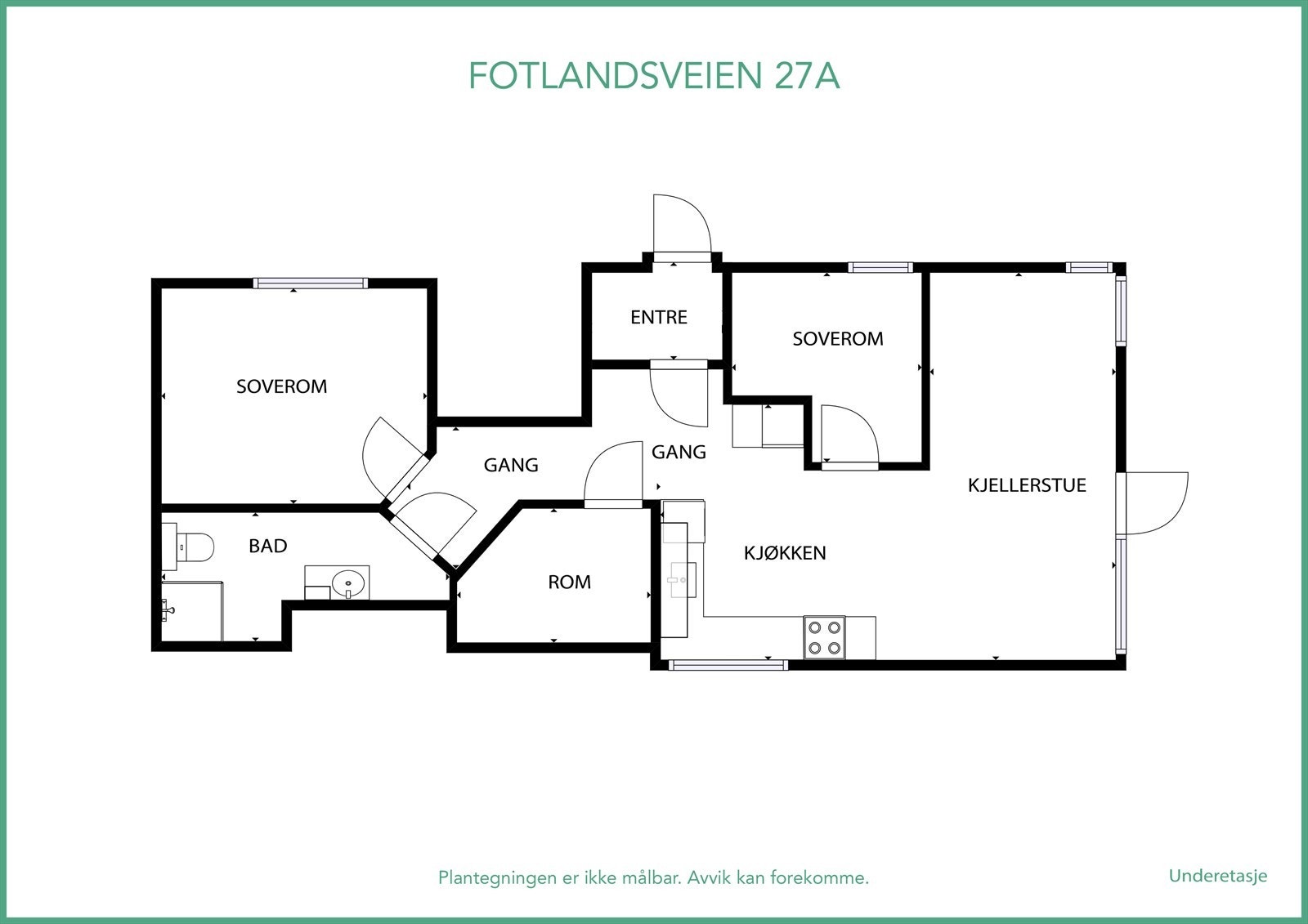 Plantegning underetasje - utleiedel eksl. innvendig trappegang Galleribilde