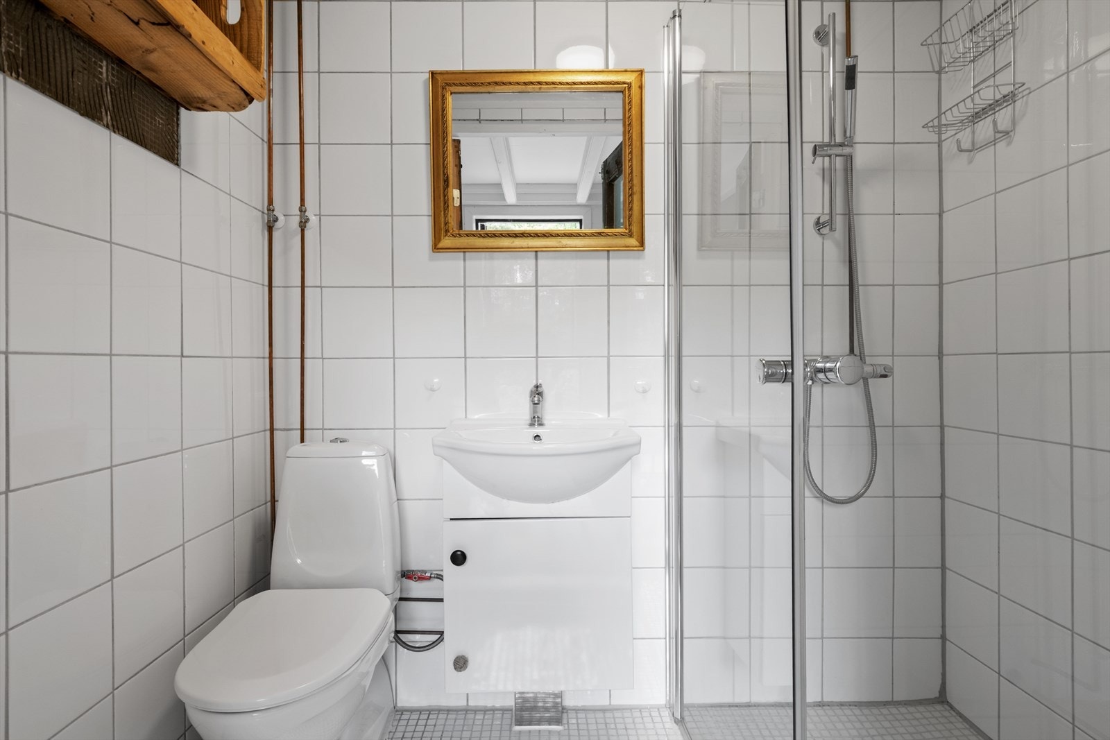 Bad i annekset med toalett, servant og dusj. Galleribilde