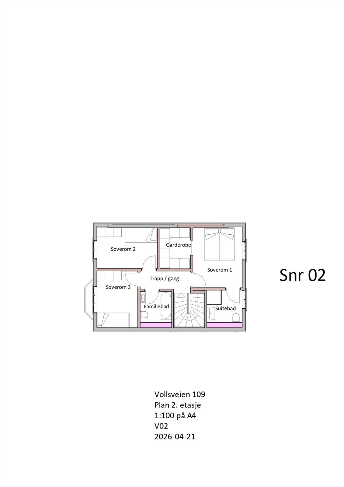 2. etasje finner man hele 3 gode soverom, hvor hovedsoverommet har eget bad og walk-in closet. Etasjen inneholder i tillegg ytterligere et lekkert bad oppført i moderne og tidsriktig stil Galleribilde