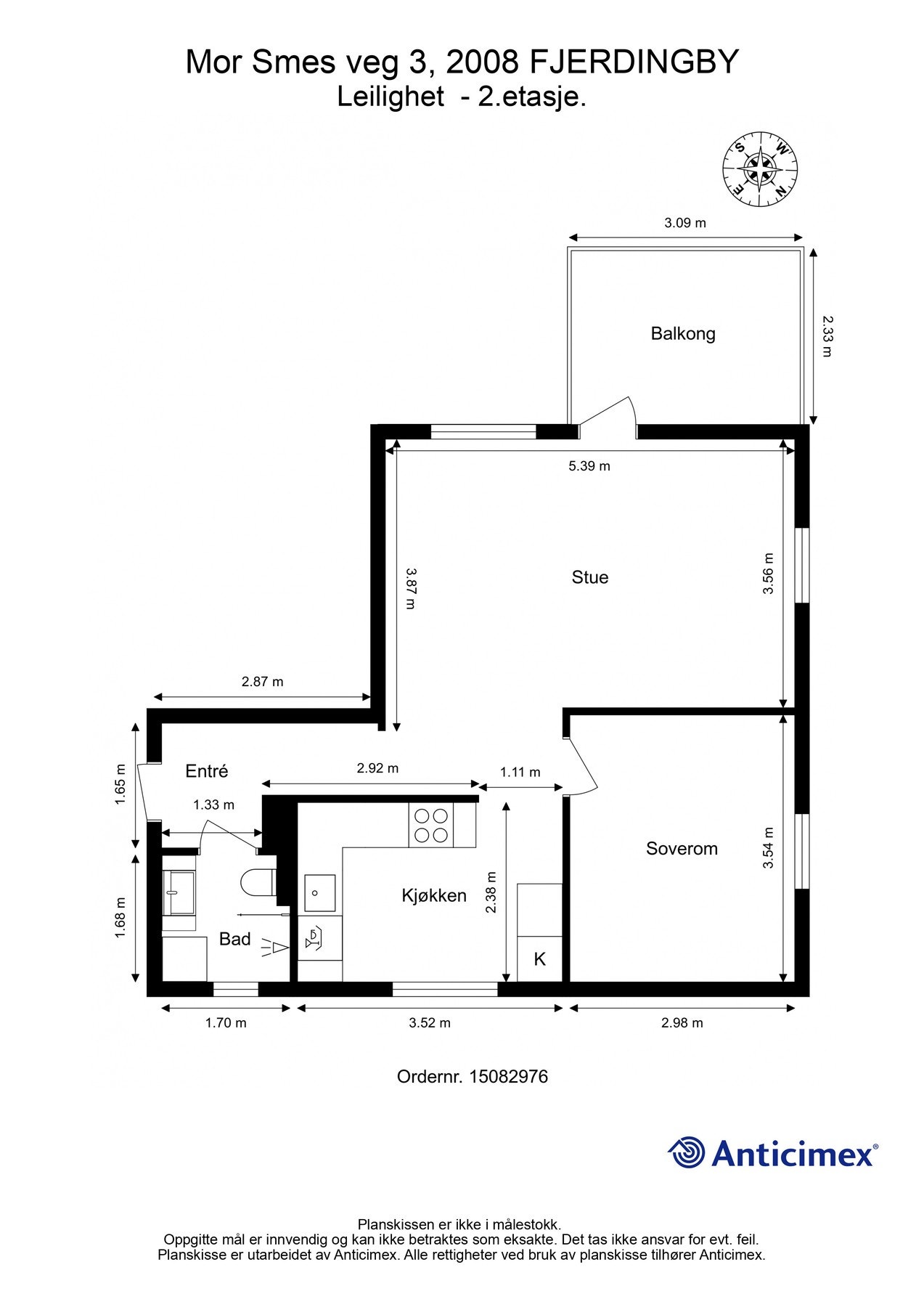 For en ekstra liten oversikt får du først se plantegningen over leiligheten. Galleribilde