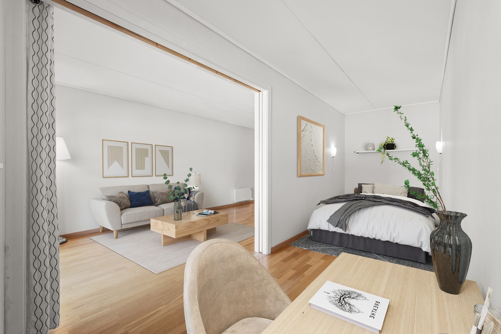 Soverommet er av god størrelse og har plass til både stor seng, garderobeløsning og eventuelt kontor eller skrivepult. Galleribilde