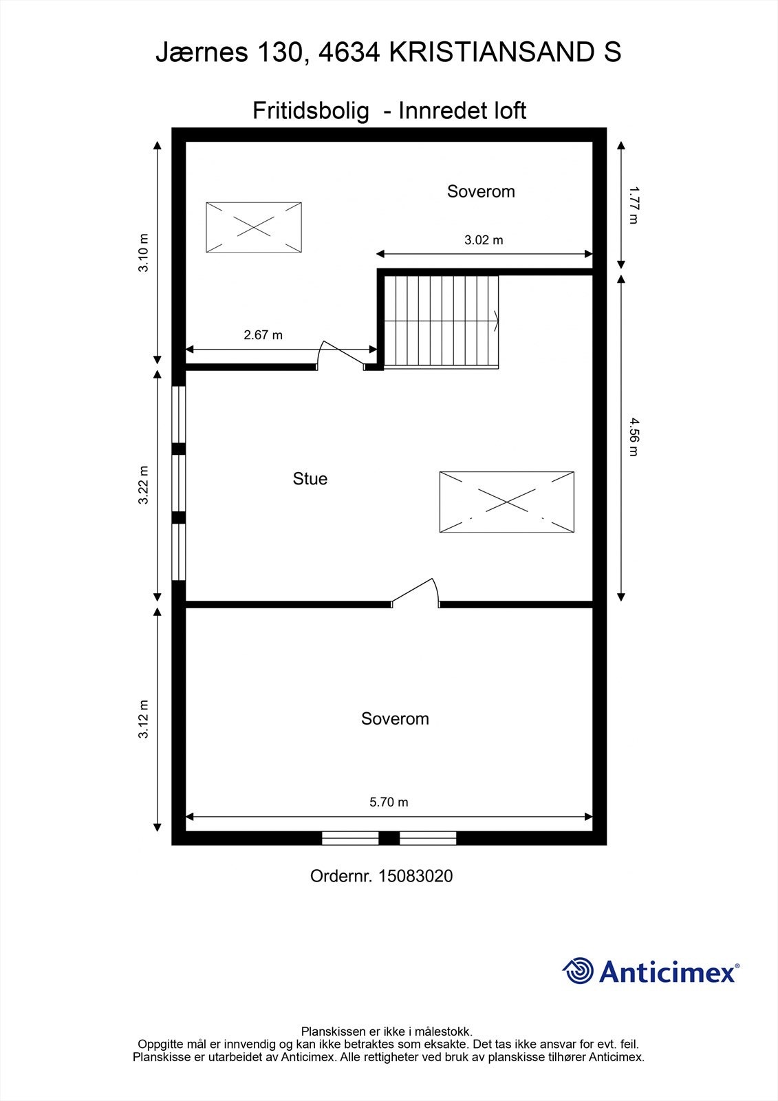Plantegning Innredet loft Galleribilde