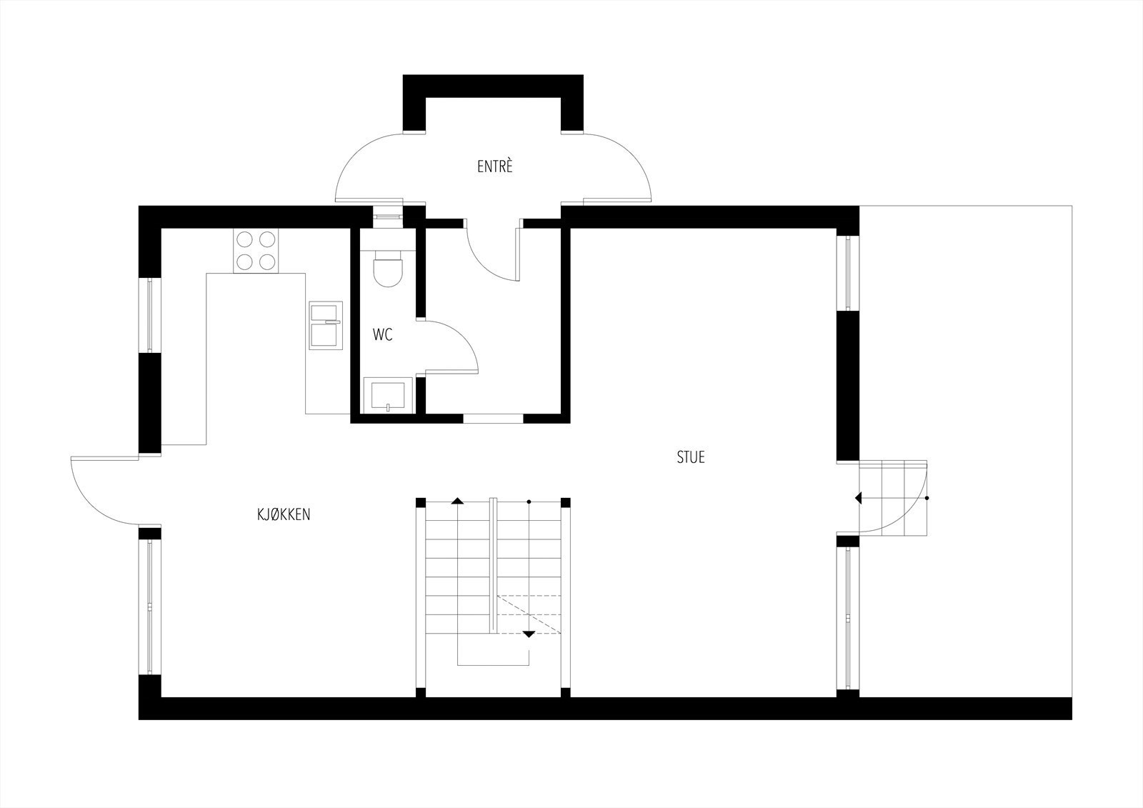 Plantegning 1. etasje Galleribilde