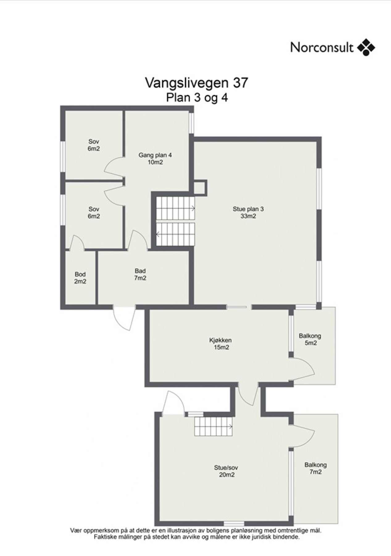 Planskisse, 3. og 4. plan. Galleribilde