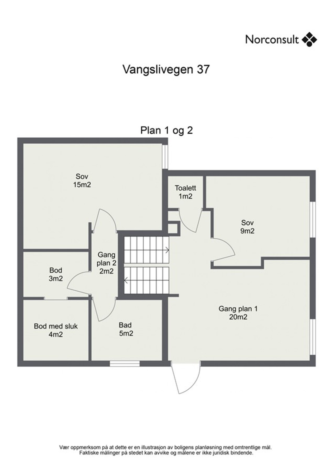 Planskisse, 1. og 2. plan. Galleribilde