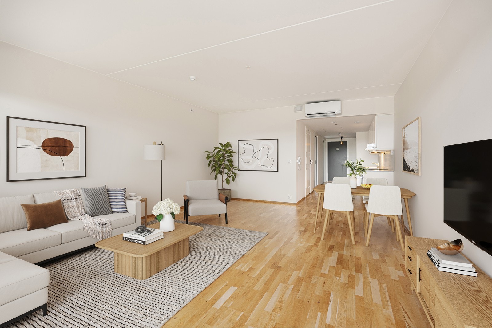 Bildet viser digital styling av stue. Galleribilde
