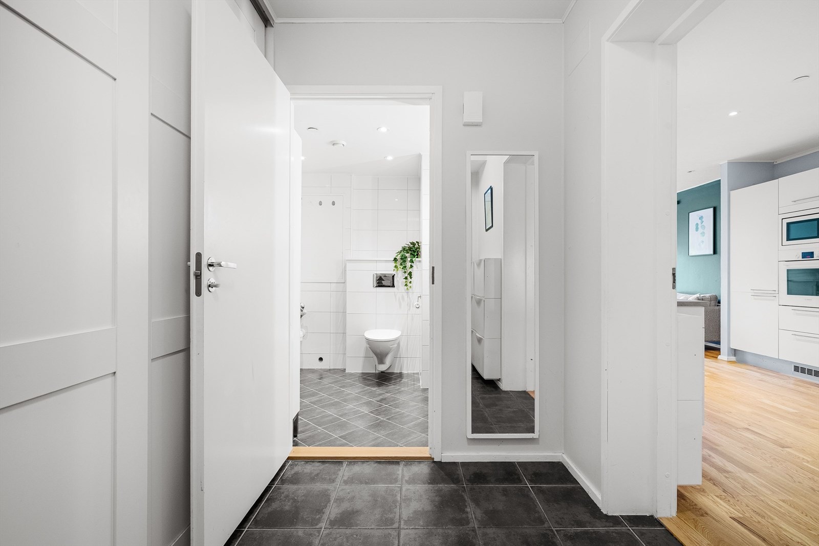 Entréen har en installert en dyp skyvedørs garderobe, som deg gir god plass til yttertøy og sko. Galleribilde