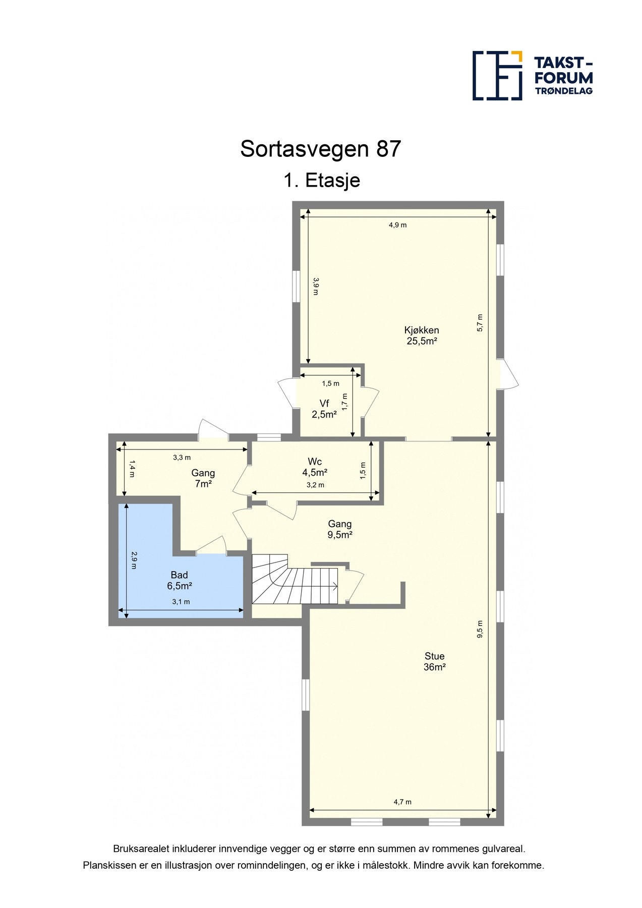 Plantegning Kår bolig- 1.etasje. Galleribilde