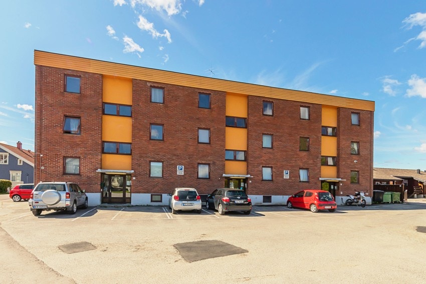 Felles biloppstillingsplasser ved inngangspartiet Galleribilde