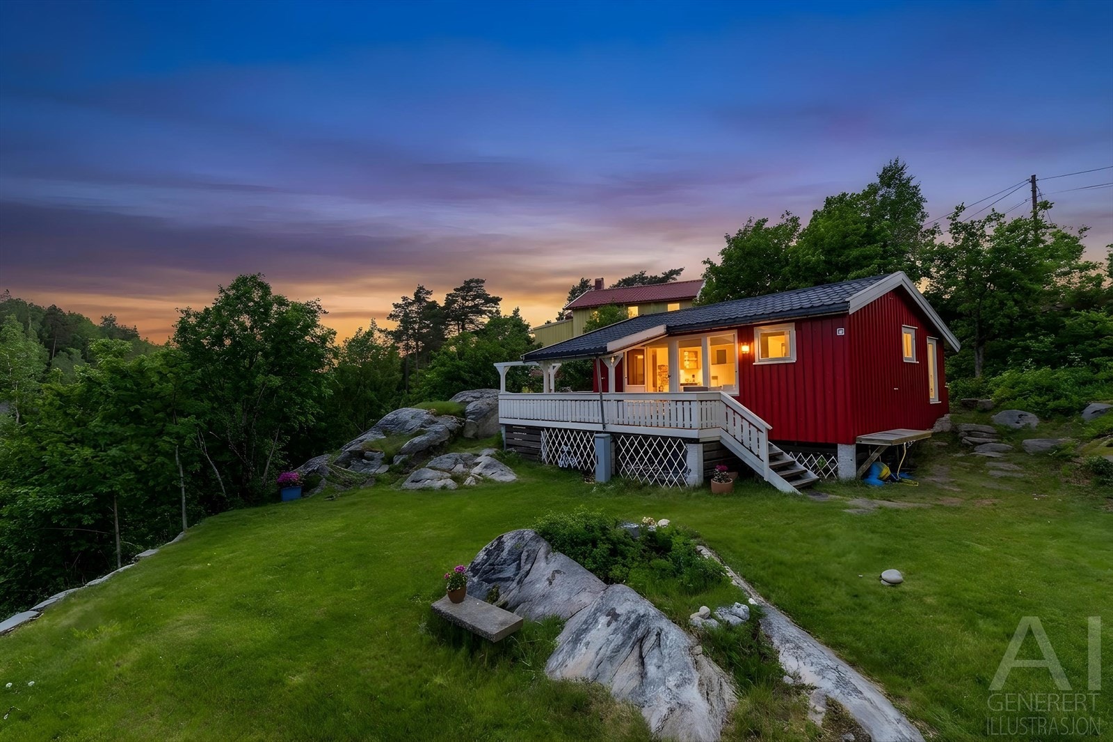 Velkommen til Flosta Kirkevei 87 - En koselig og sjarmerende fritidsbolig med idyllisk beliggenhet. FOTO: Fokus foto Galleribilde