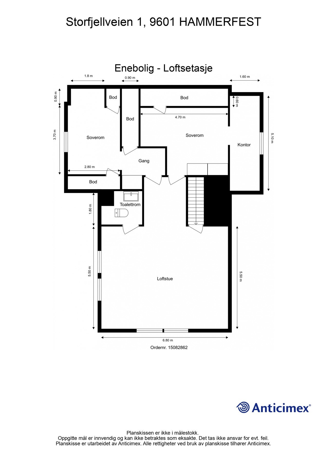 Plantegning for loftsetasjen. Galleribilde