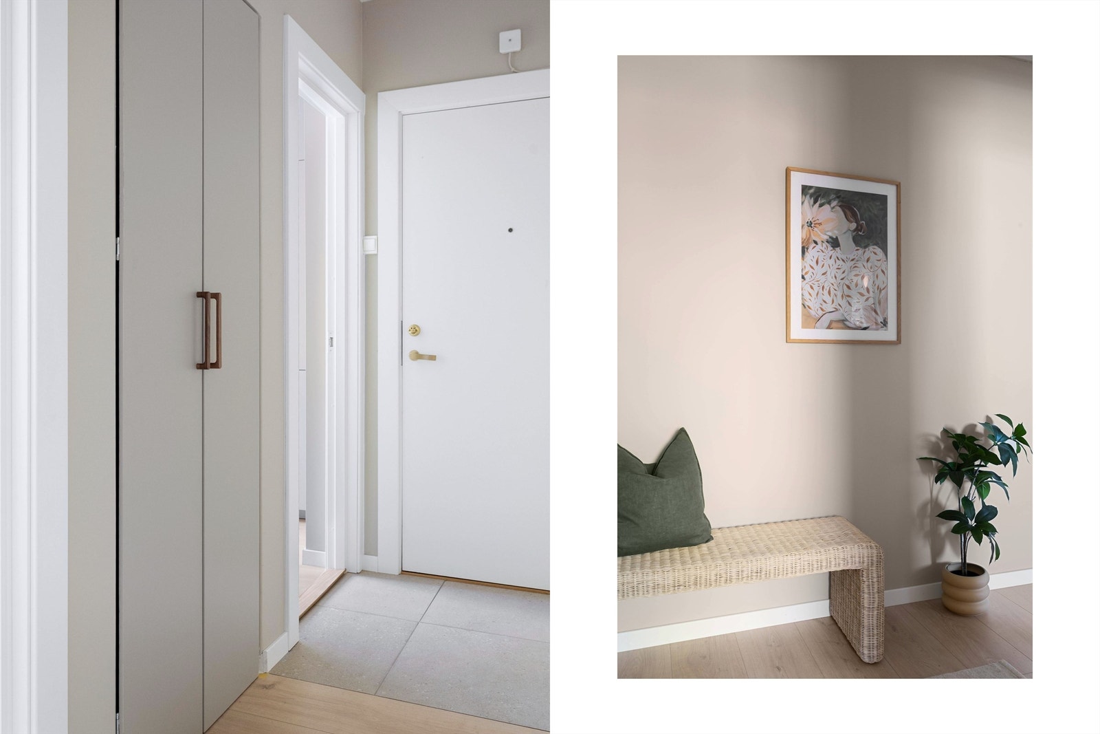 Gode oppbevaringsmuligheter i gangen med plassbygde skap. Galleribilde