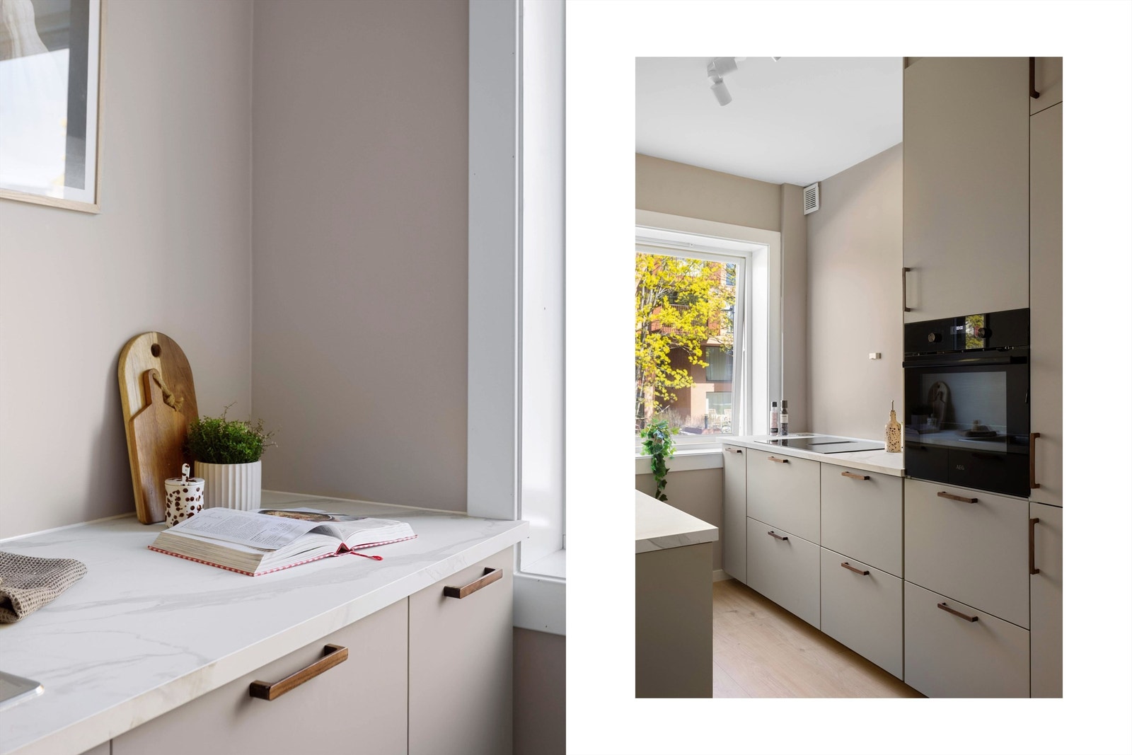 Kjøkkenet er utstyrt med integrert induksjonstopp, stekeovn, kjøl/frys og oppvaskmaskin. Galleribilde