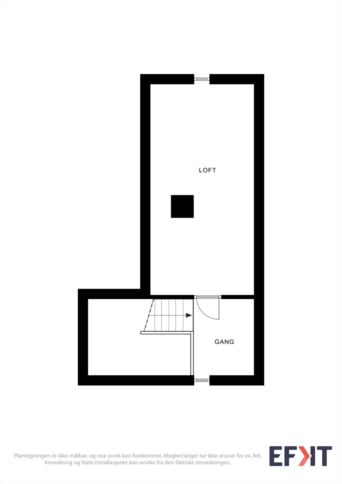 Loftet har et gulvareal på 23 m² og gir ekstra lagringsmuligheter. Galleribilde