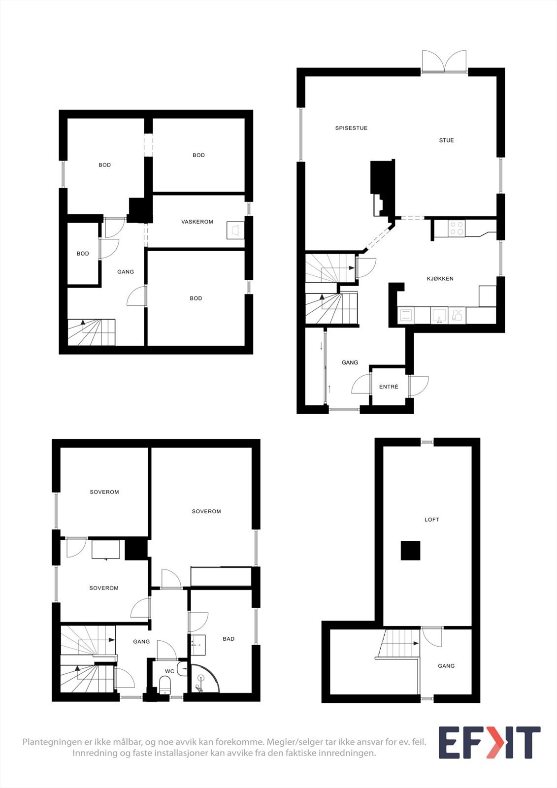 Eneboligen strekker seg over fire plan og har et samlet bruksareal på 173 m², med en arealeffektiv og familievennlig planløsning. Galleribilde