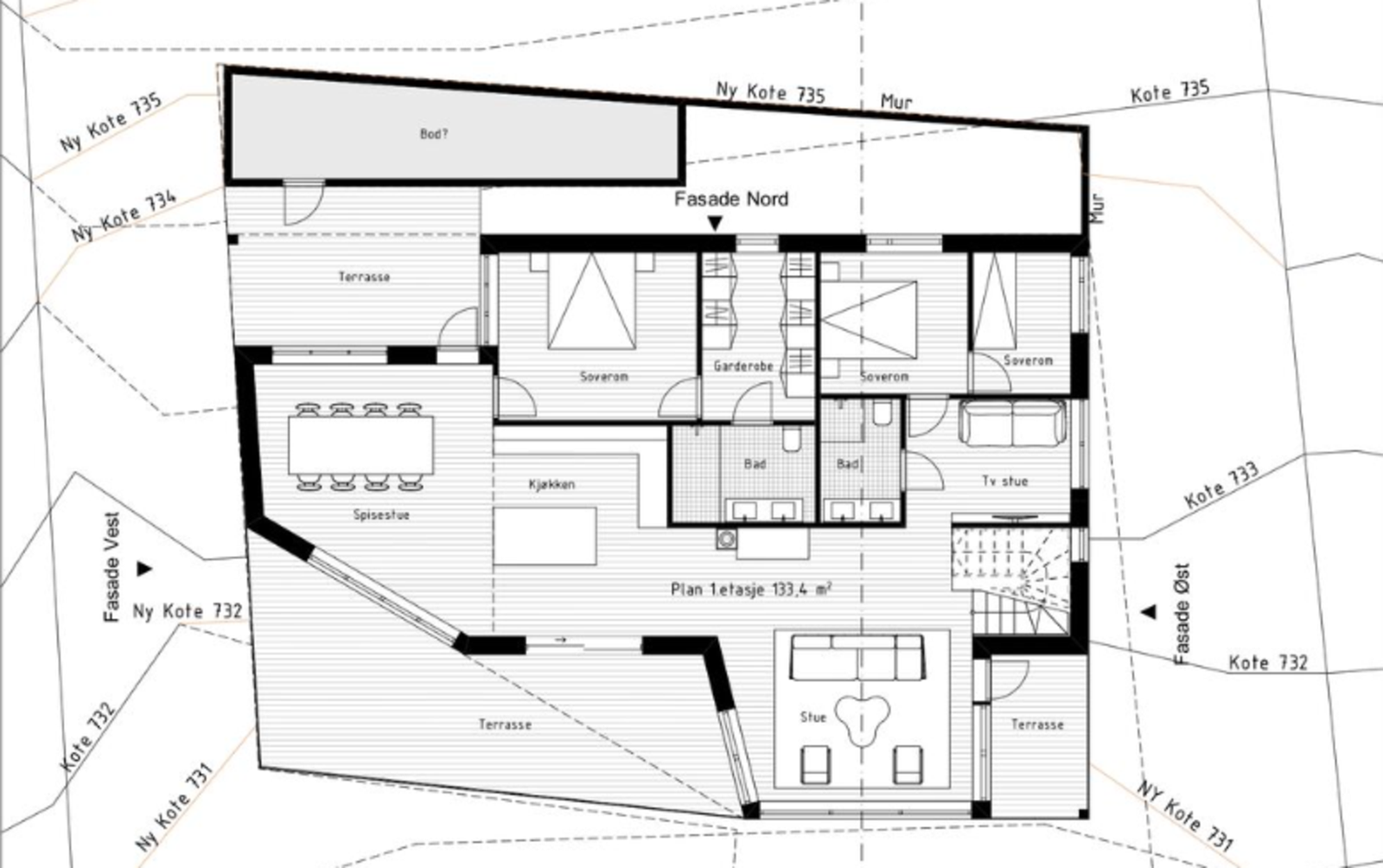 Planskisse 1. Etasje. Galleribilde