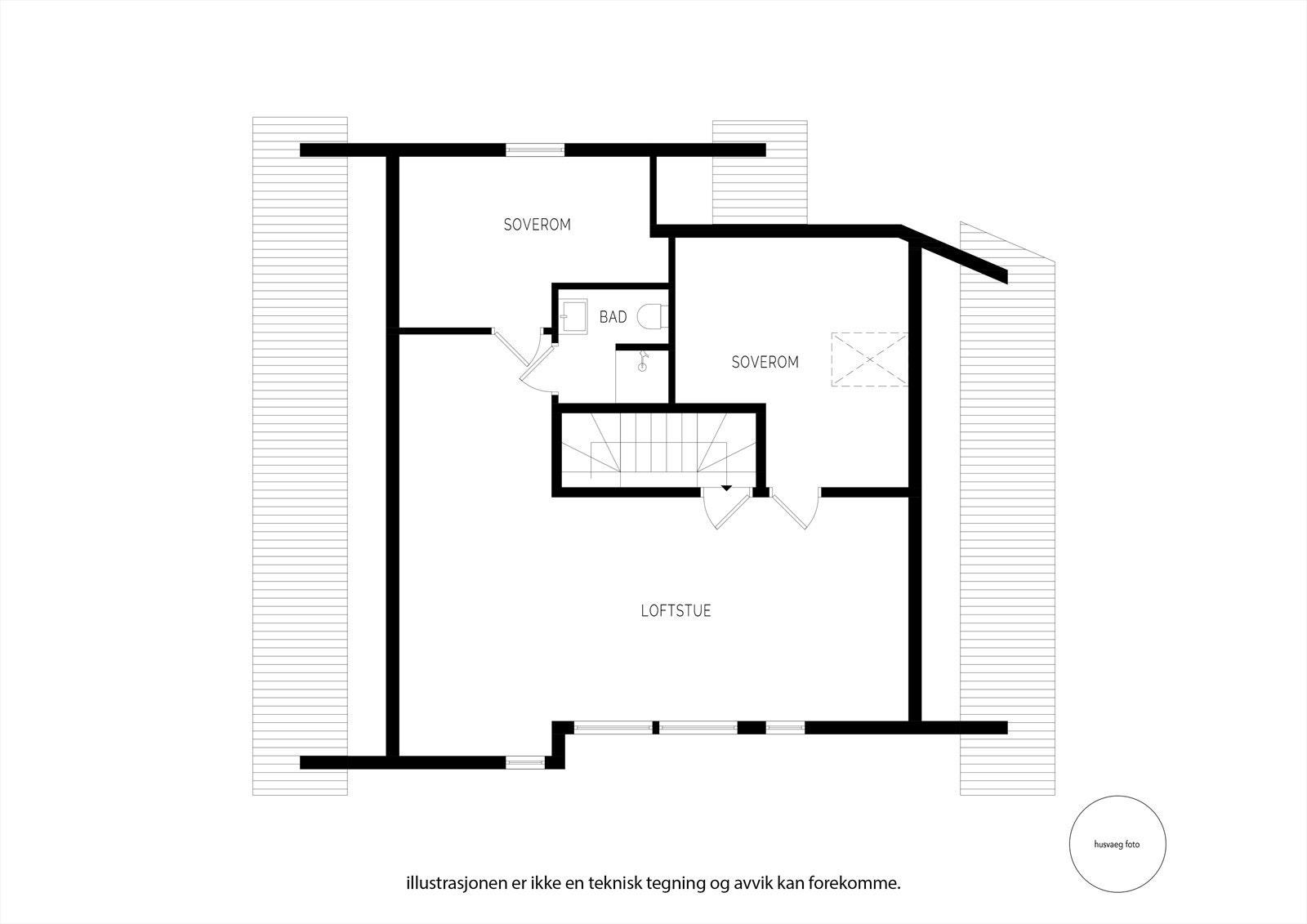 Loftsetasjen har en egen stue, to soverom og et bad, og utgjør en fin, adskilt sone i boligen. Galleribilde