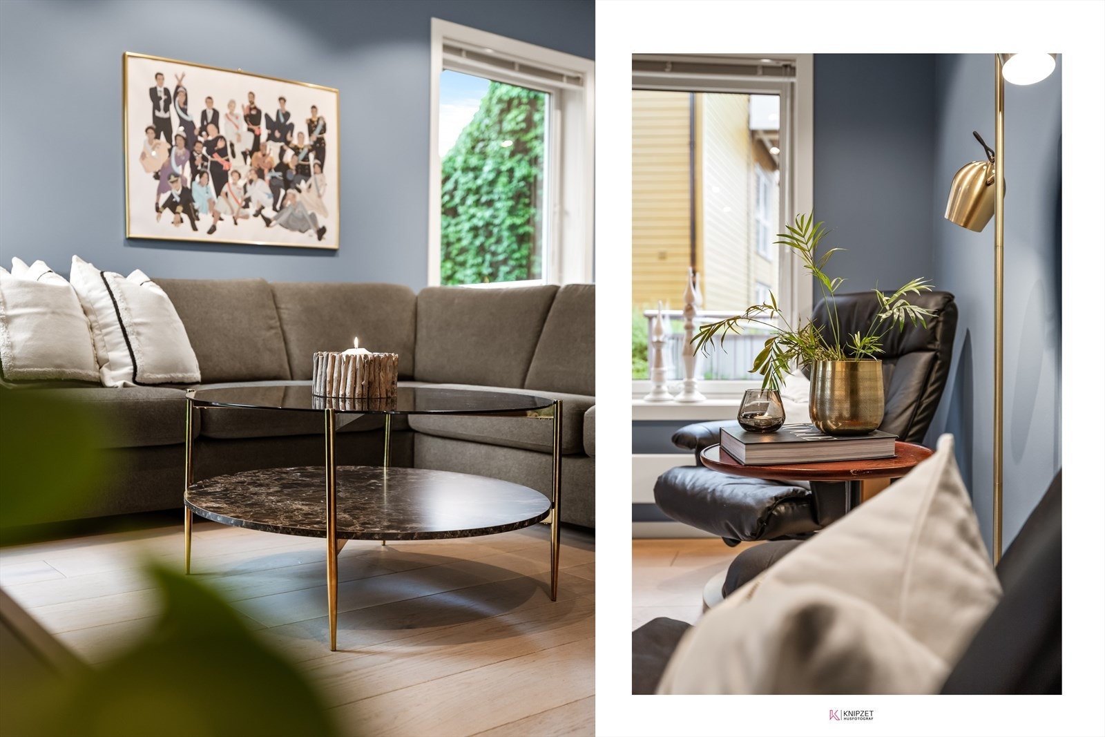 Downlights i taket gir god og jevn belysning i hele oppholdsrommet. Galleribilde