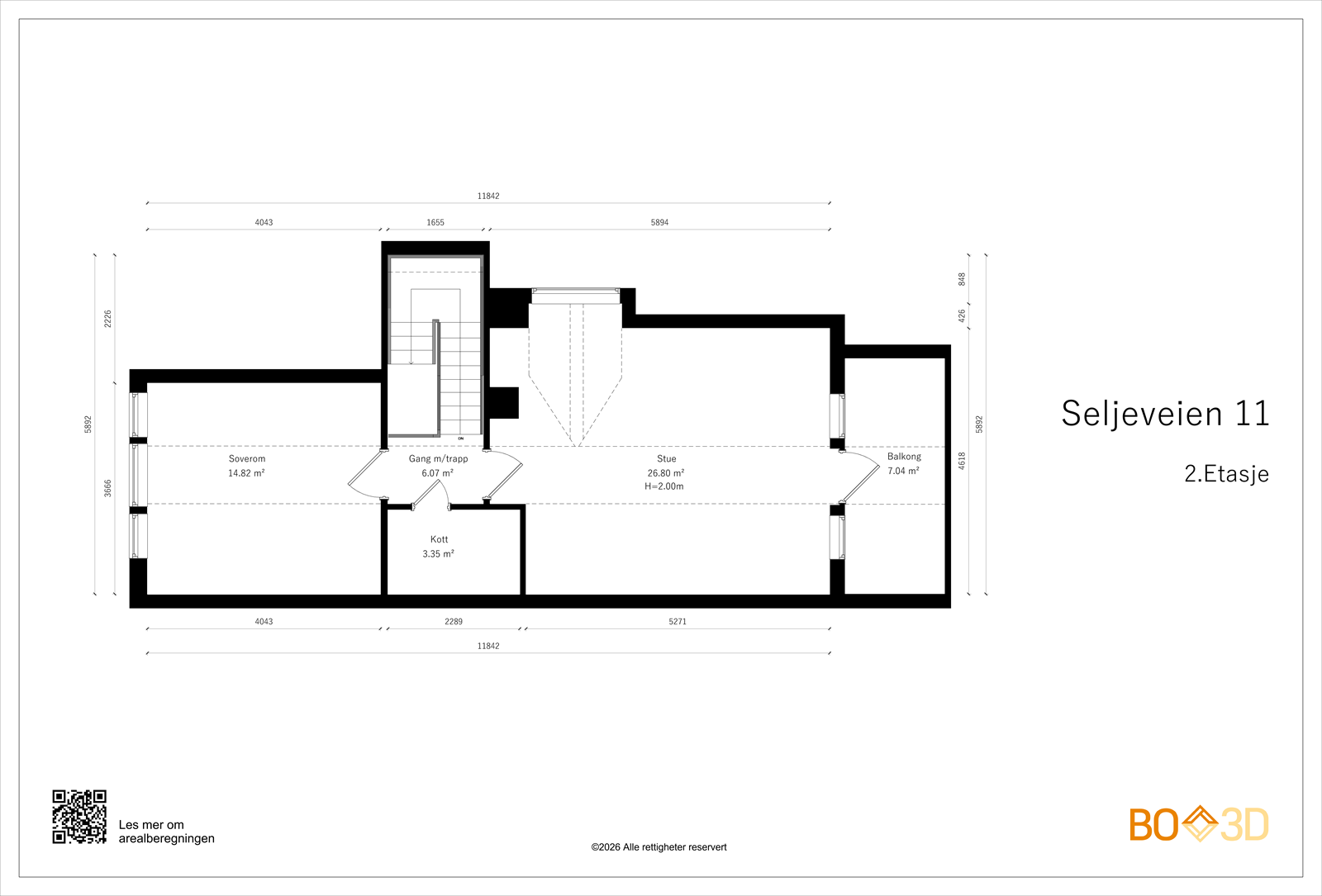Målbar plantegning 2.etasje Galleribilde
