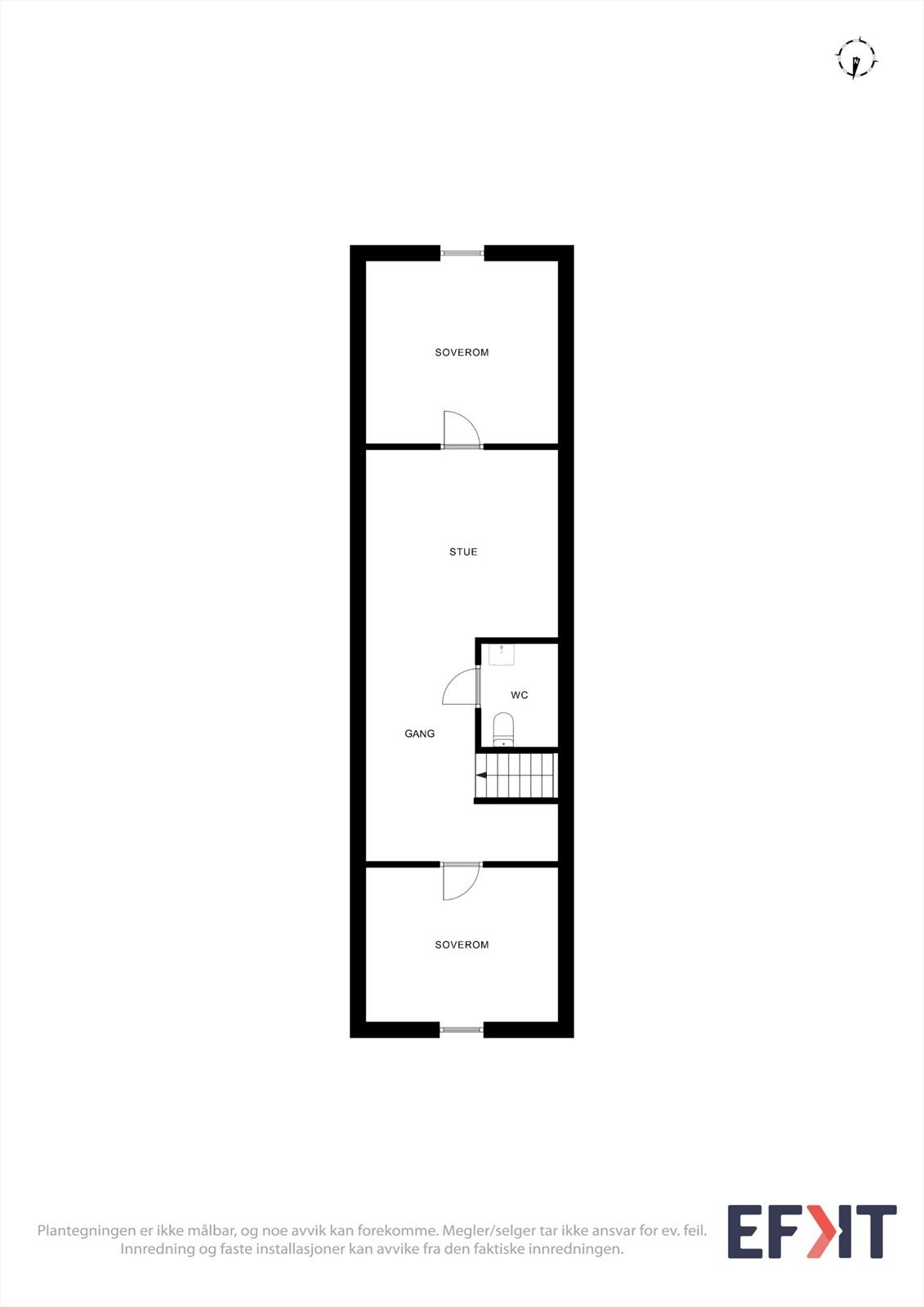 Hemsen er innredet med en ekstra stue, to rom og et toalettrom. Arealet er ikke måleverdig grunnet takhøyde under 1,9 meter. Galleribilde