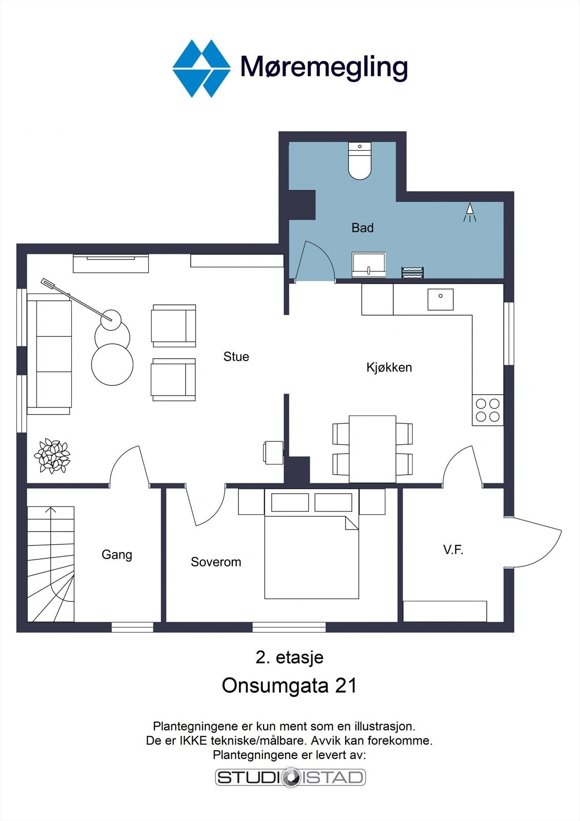 Plantegning 2. etasje vest Galleribilde