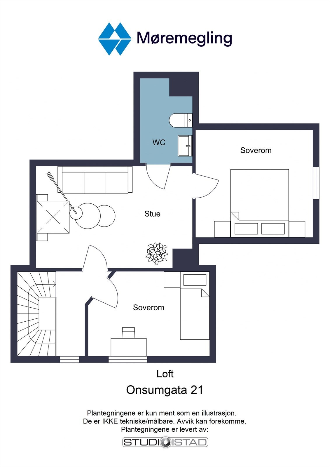 Plantegning loft vest. Galleribilde