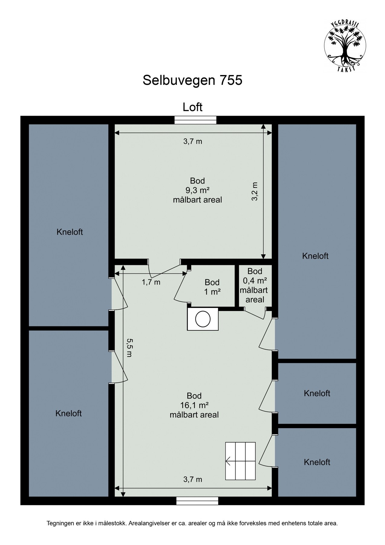 Plantegning loft. Galleribilde