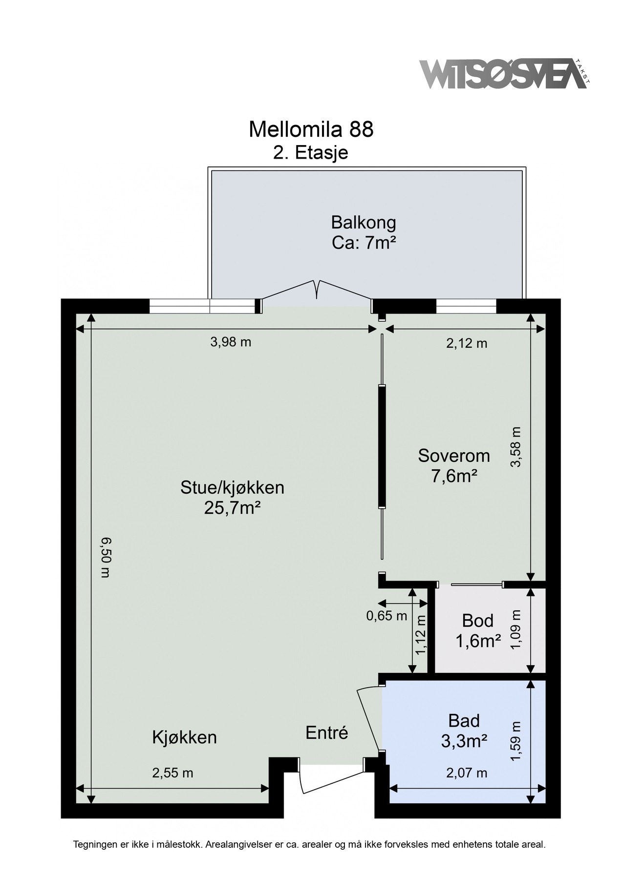 Planskisse fra takstmann Galleribilde