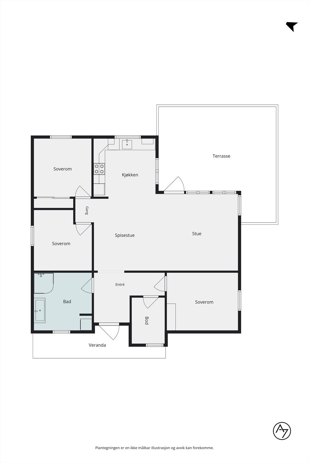 Plantegning Porsgrunnsvegen 19D. Galleribilde