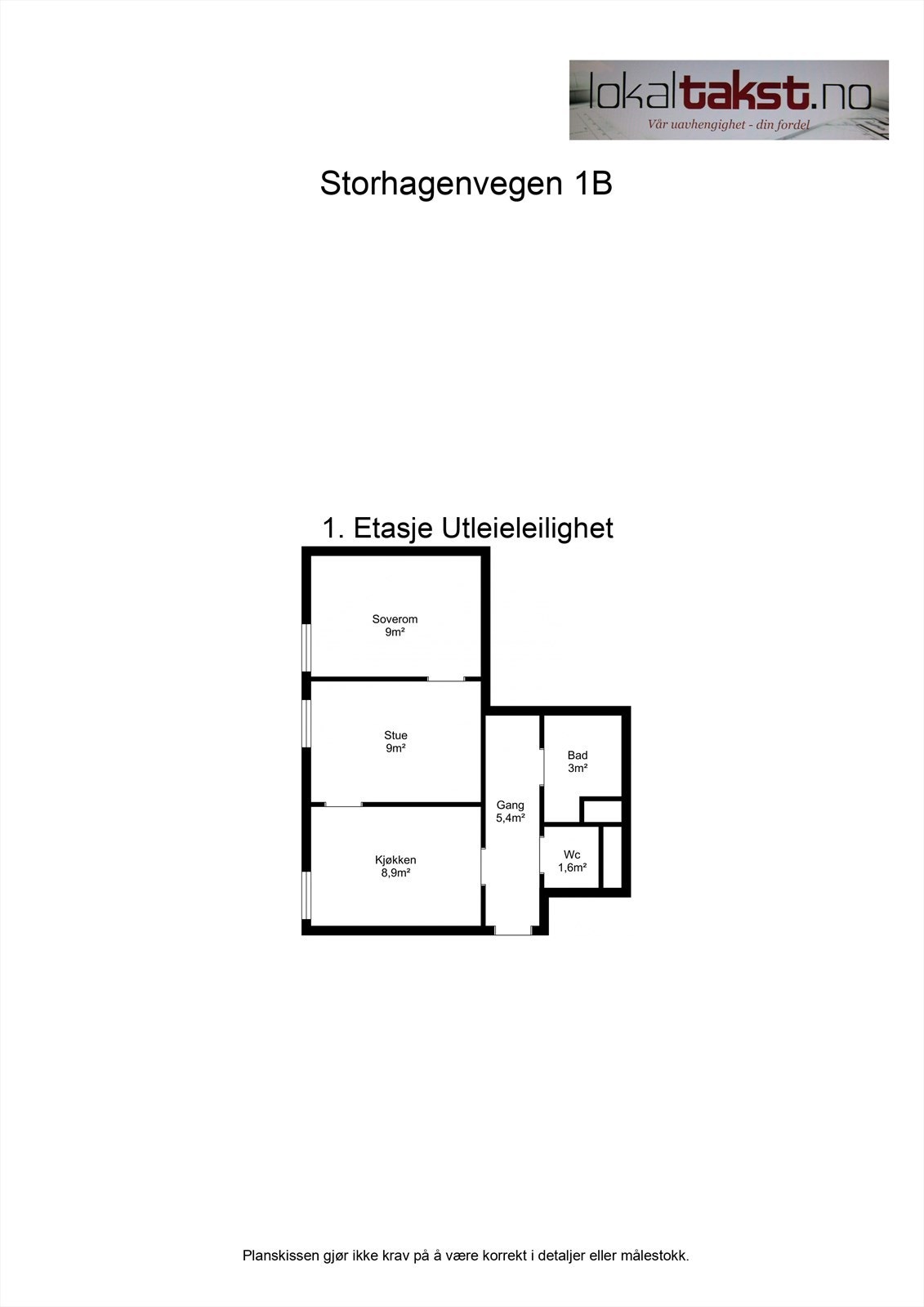 Planskisse - 1. etasje utleid del Galleribilde
