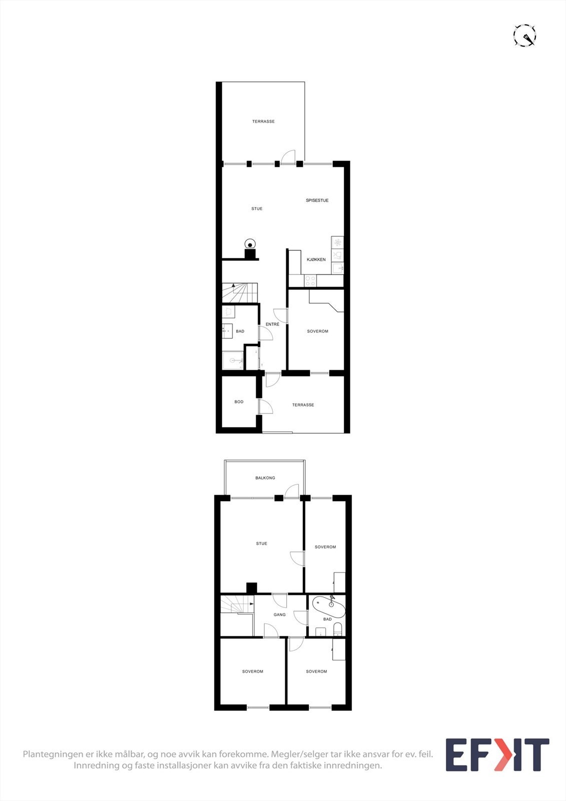Rekkehuset går over to plan og har en familievennlig planløsning med sosiale soner og soverom fordelt på begge etasjer. Galleribilde