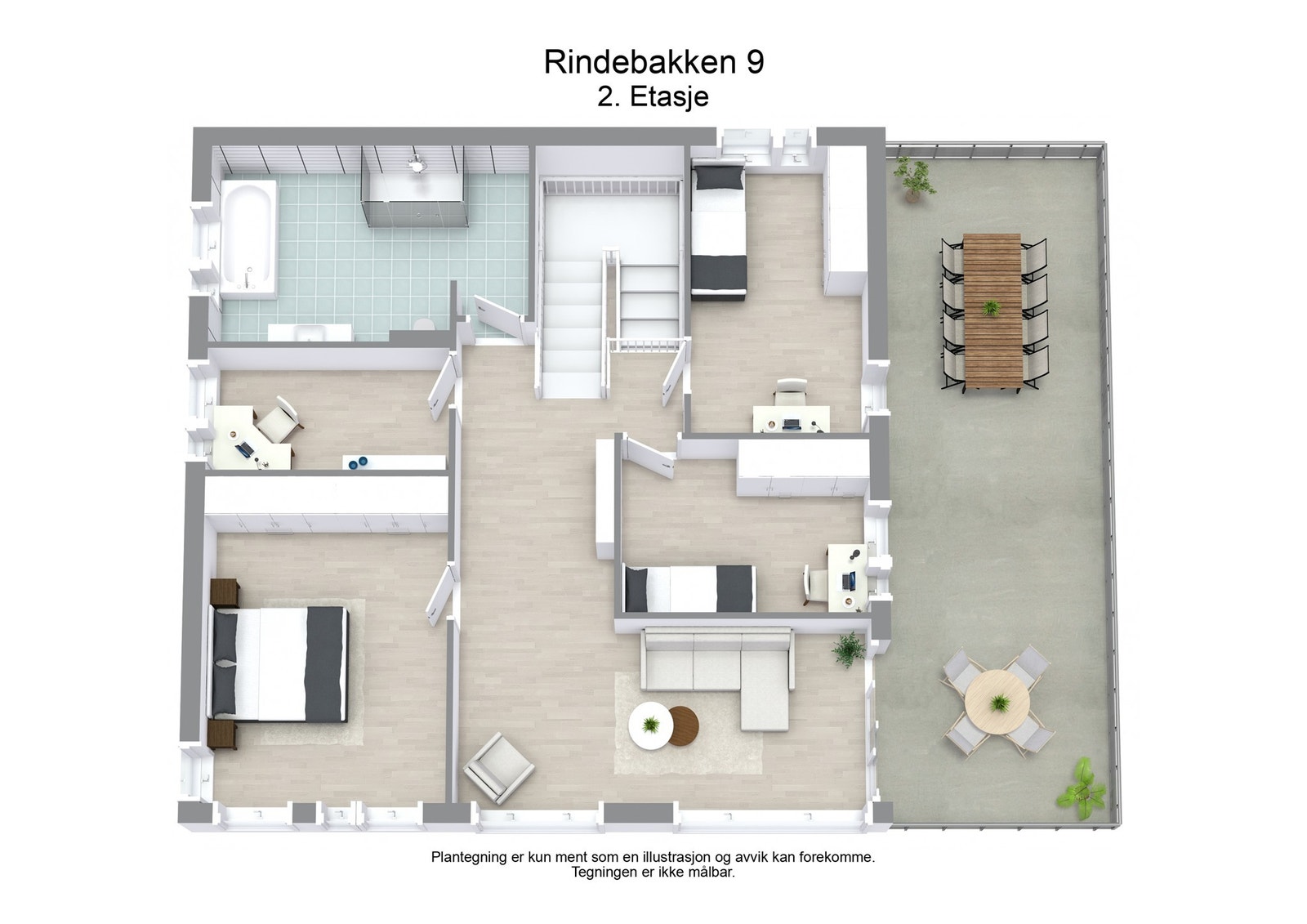 Rindebakken 9 - 3D - 2. Etasje Galleribilde