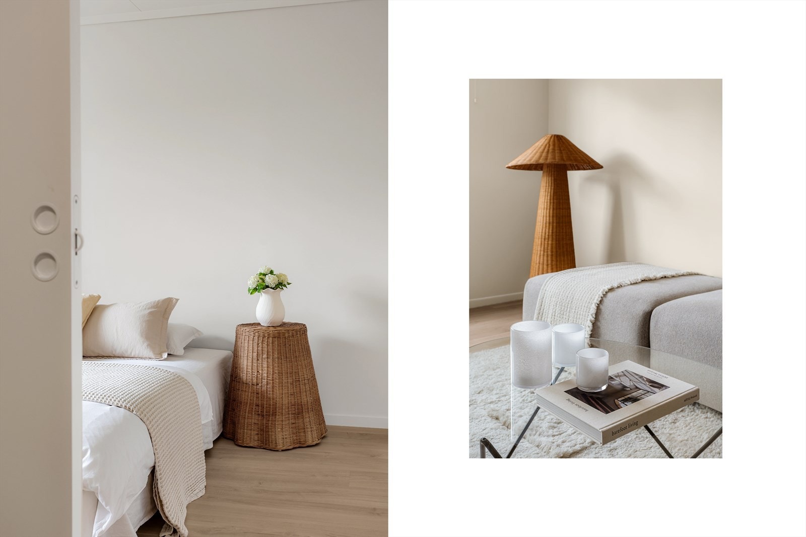 Gjennomtenkte materialvalg og en lys fargepalett går igjen i hele boligen. Galleribilde