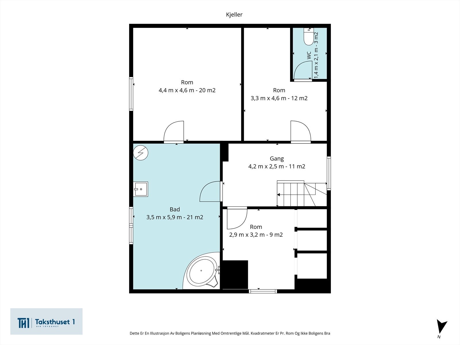 Plantegning kjeller BRA-i 77 m² Galleribilde