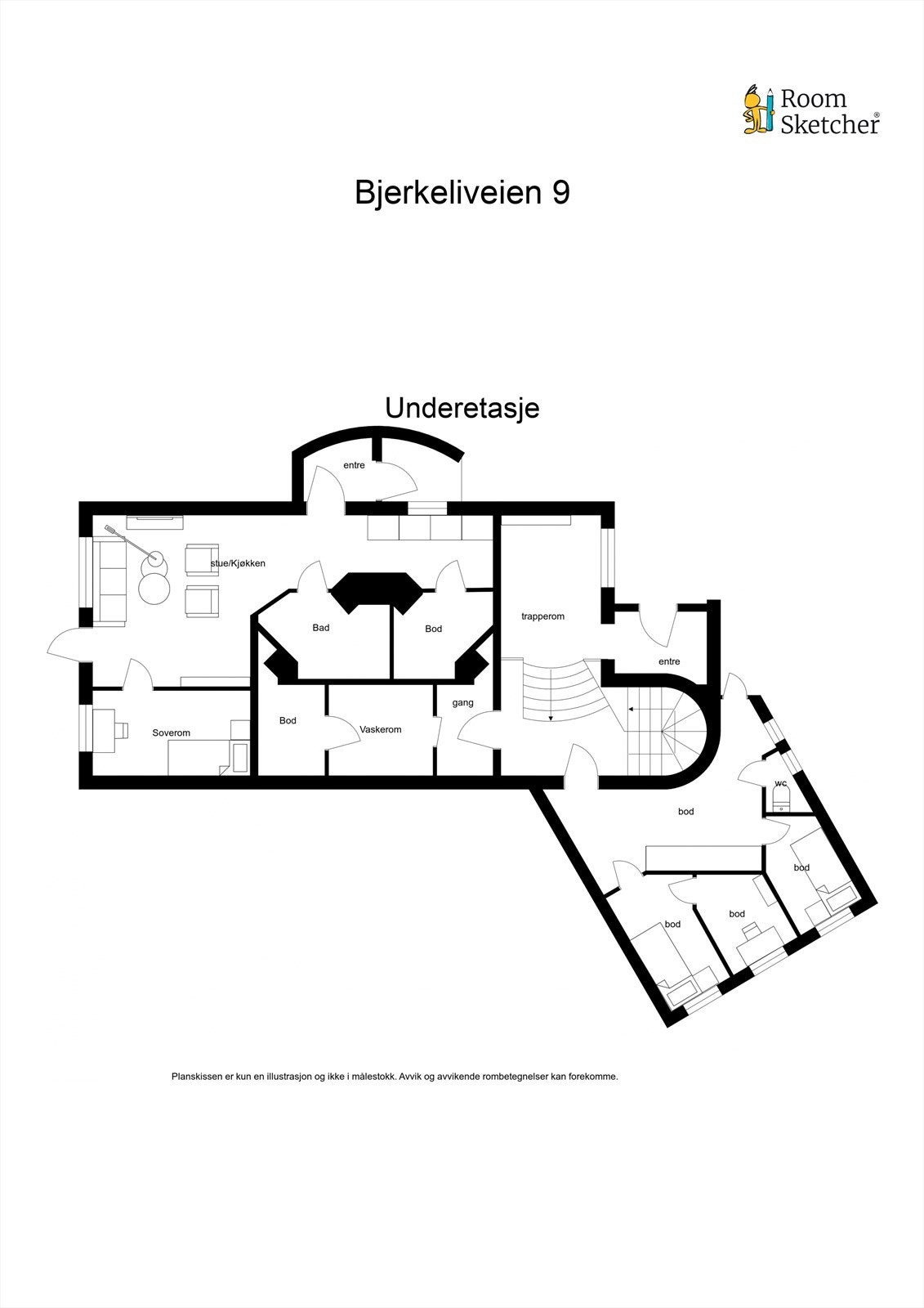 Plantegning underetasje. Galleribilde