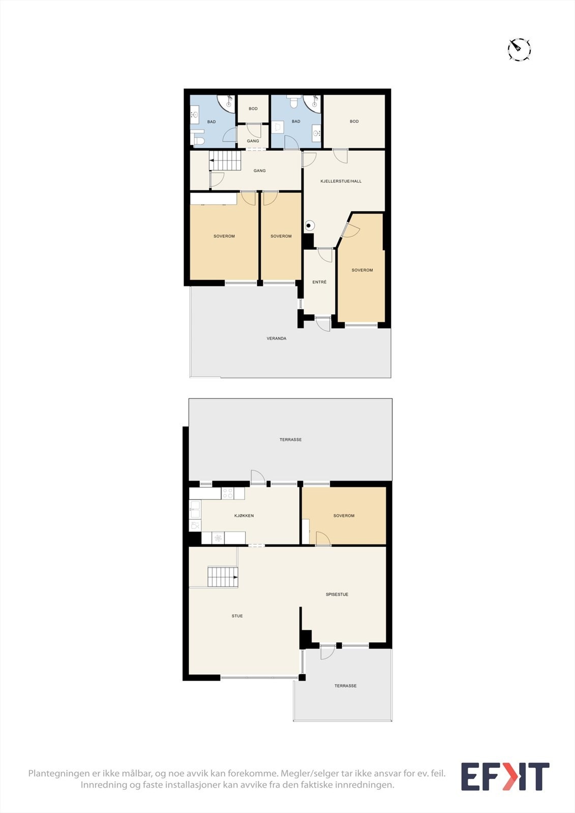 Boligen strekker seg over to plan, med et bruksareal (BRA-I) på 169 m². Galleribilde