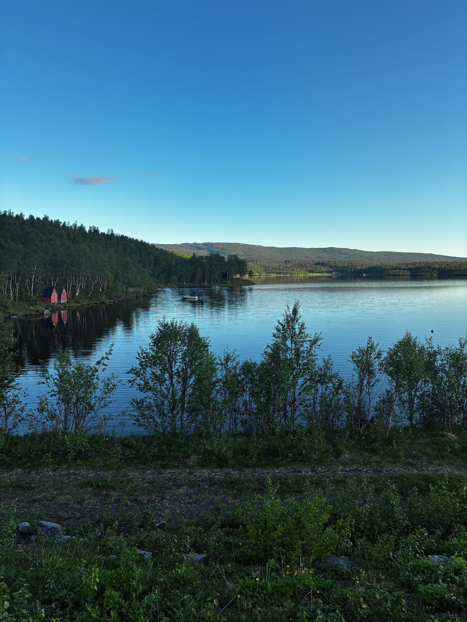Skallvatnet sett fra E10/Parkeringsplassen og sørover mot hytta. Galleribilde