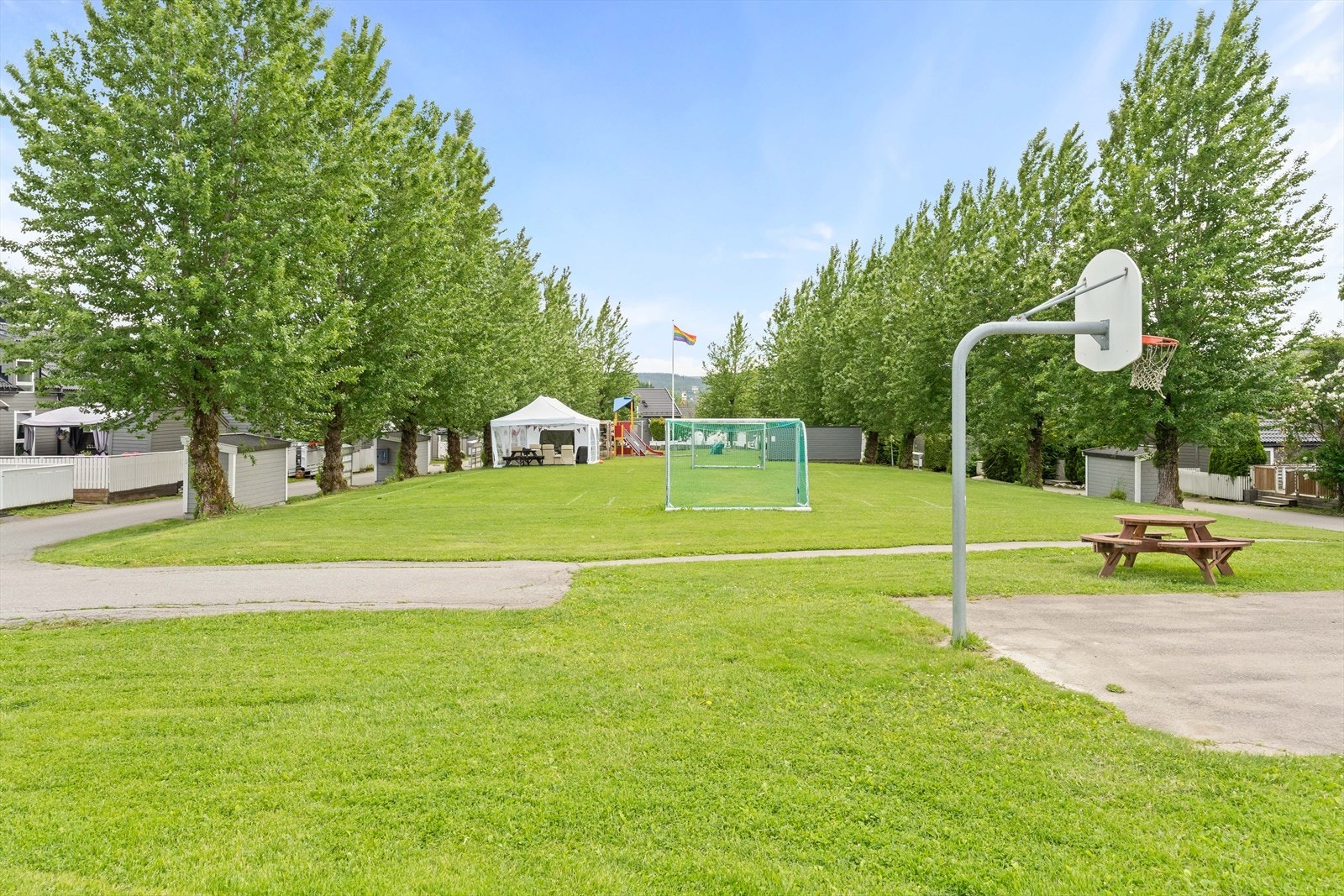 I tillegg til fotballbane, basketkurver og sittebenker. Galleribilde