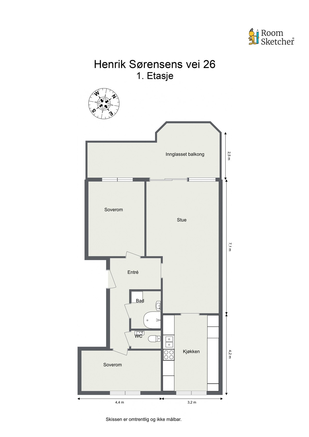 Målsatt plantegning. Galleribilde