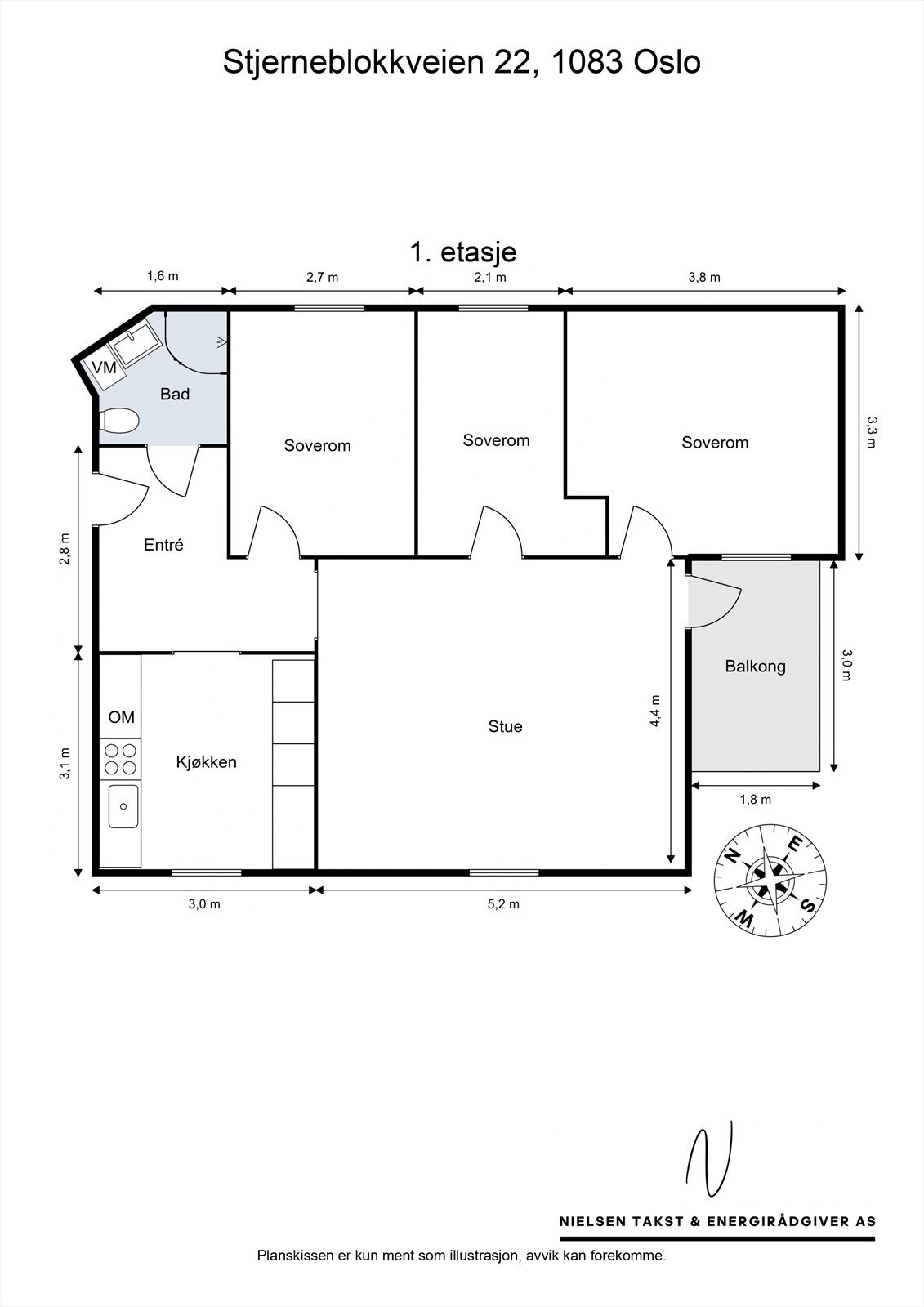 Leiligheten har et bruksareal på 76 m² og en praktisk planløsning med ulike soner. Galleribilde