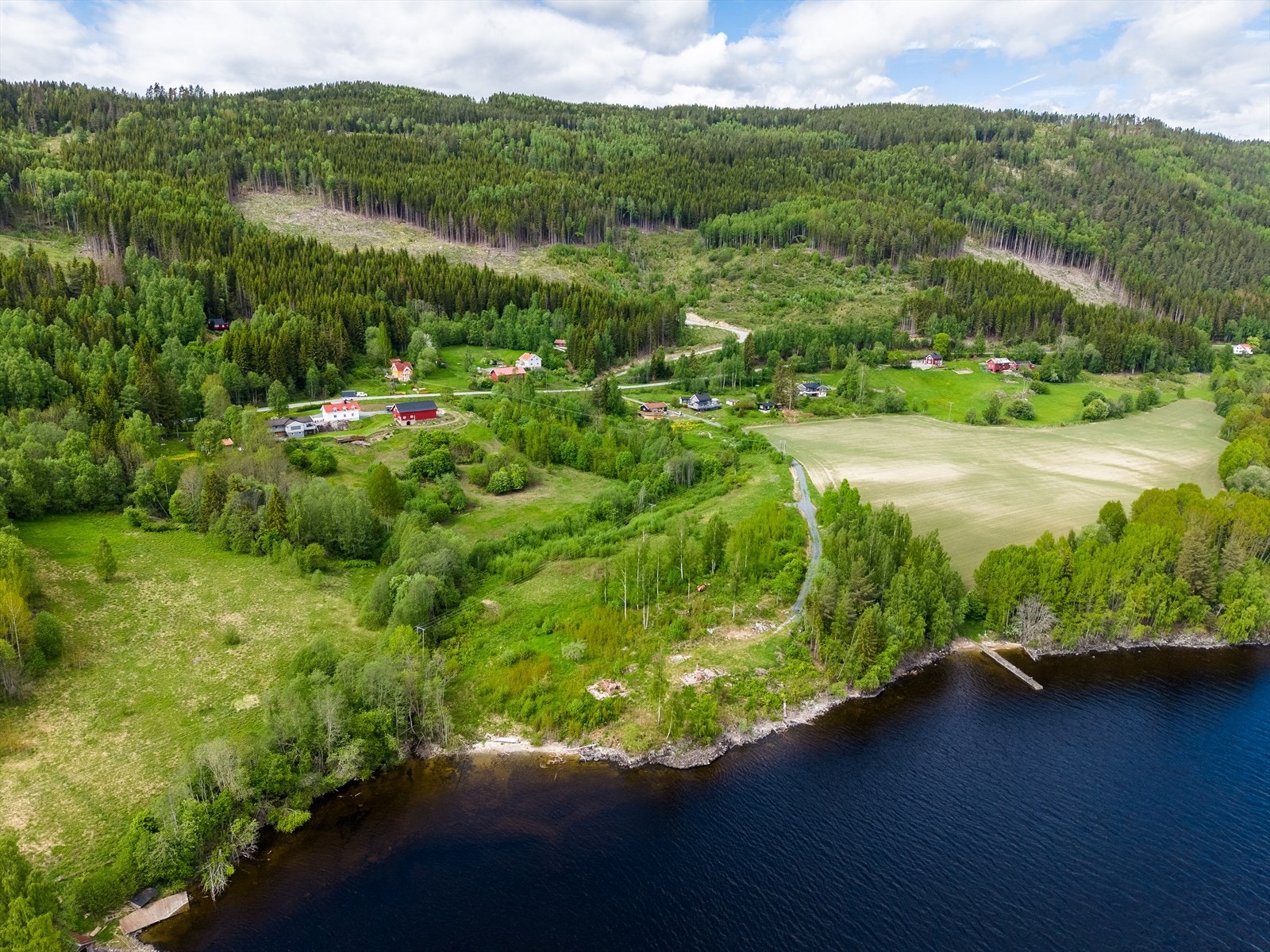 Egen privat strandlinje til fjorden på ca. 100 meter. En sjelden kombinasjon av privat areal, rolige omgivelser og direkte tilgang til en av Innlandets vakreste fjorder. Galleribilde
